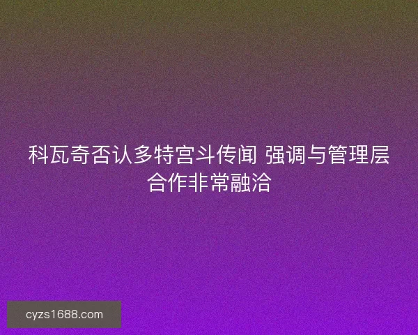 科瓦奇否认多特宫斗传闻 强调与管理层合作非常融洽